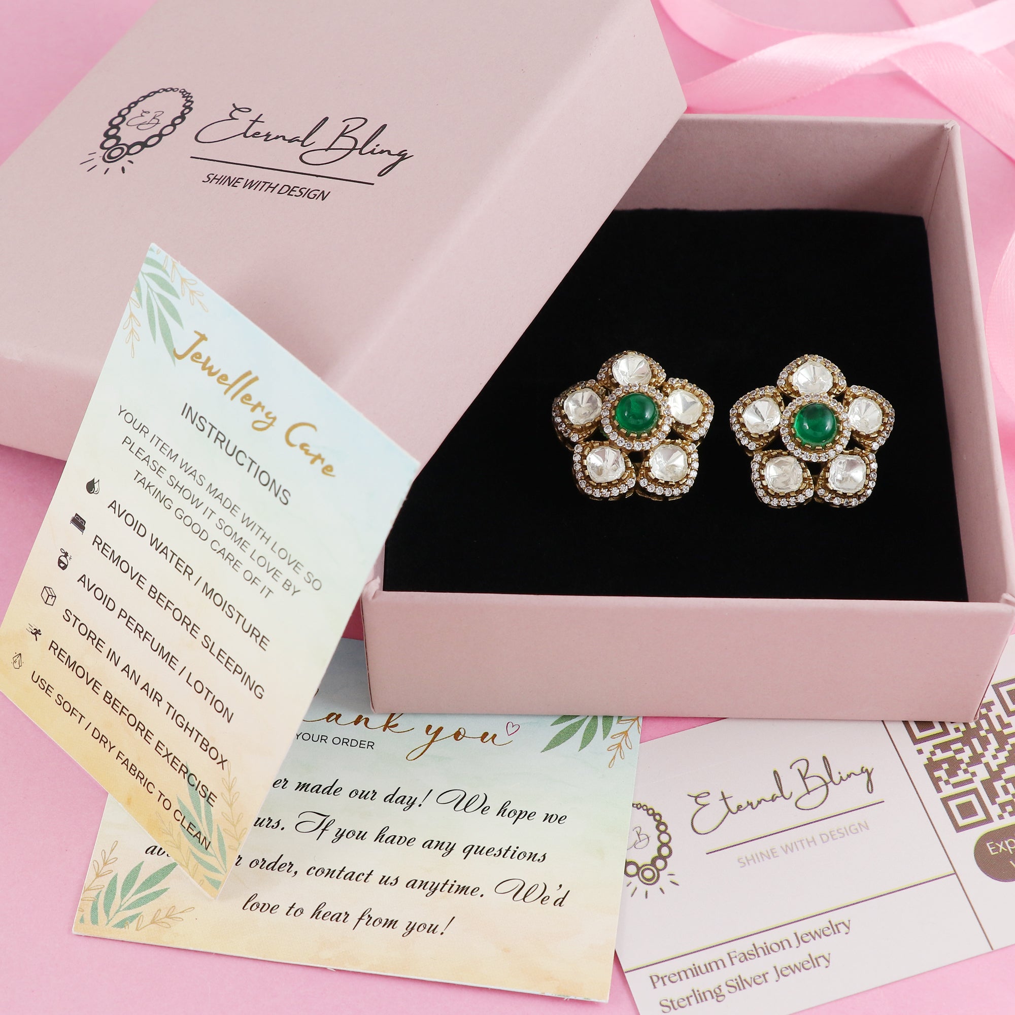 Eternal Bling Polki Flower with Colorful Stone Studs