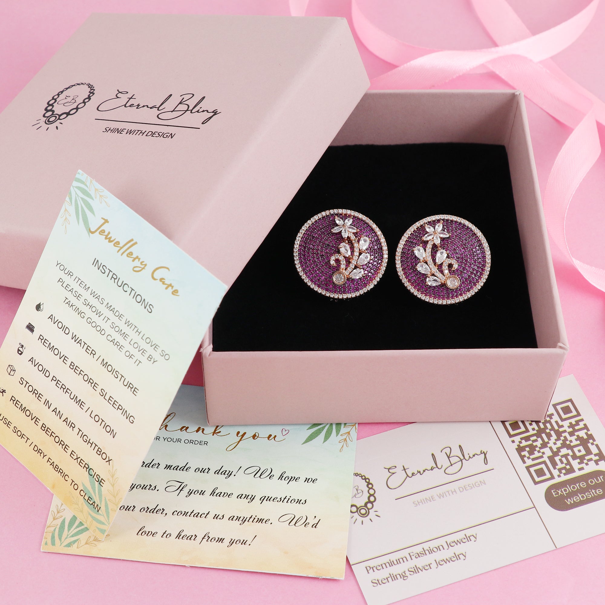 Eternal Bling Rose Gold Plated Circle AD earring