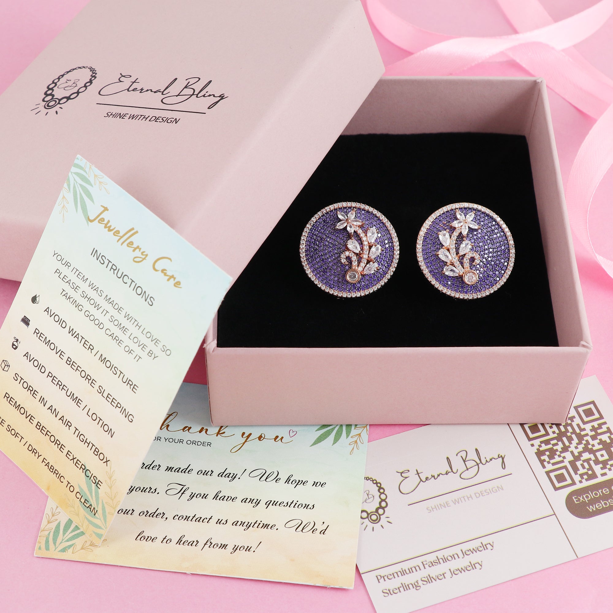 Eternal Bling Rose Gold Plated Circle AD earring