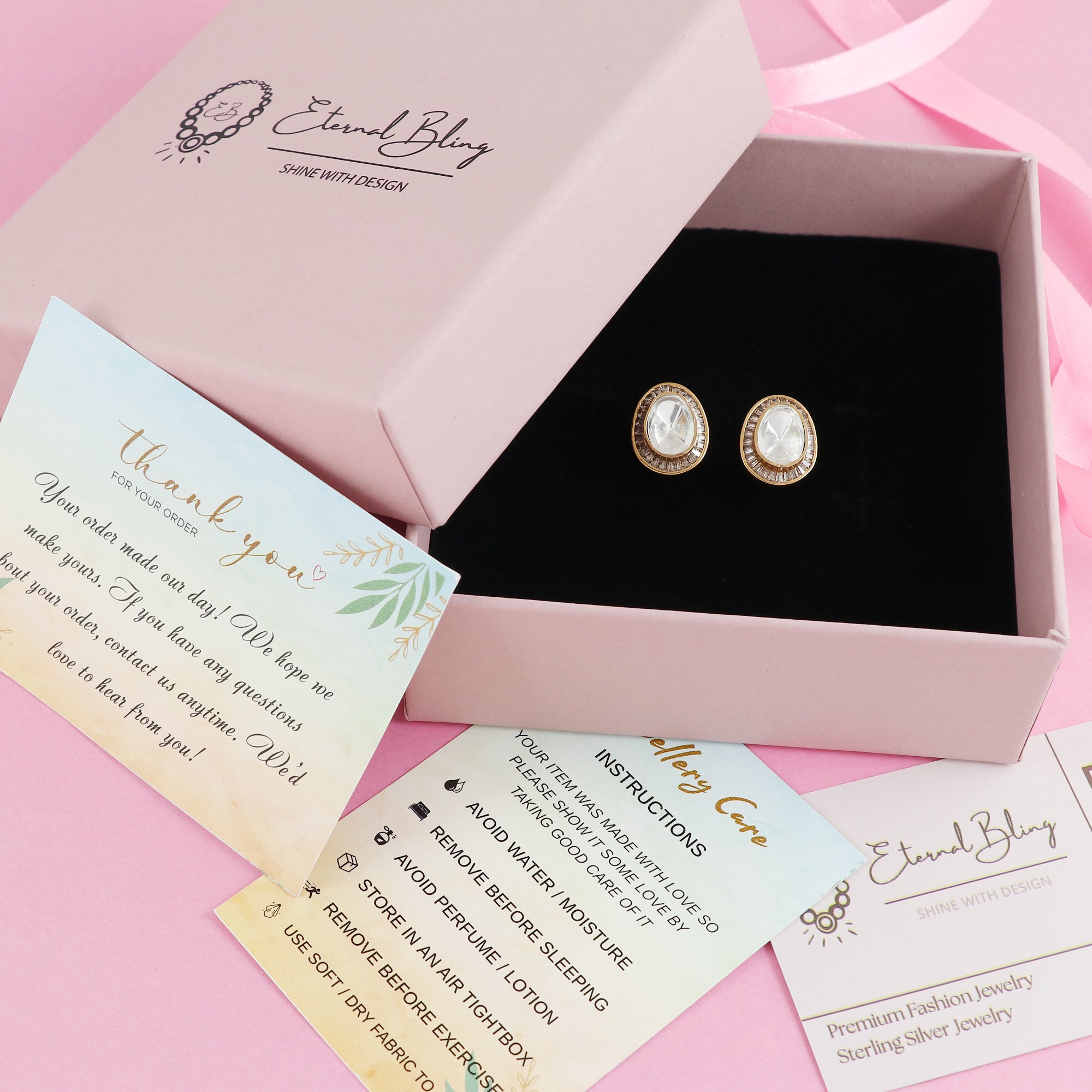 Eternal Bling Double Line Polki Studs