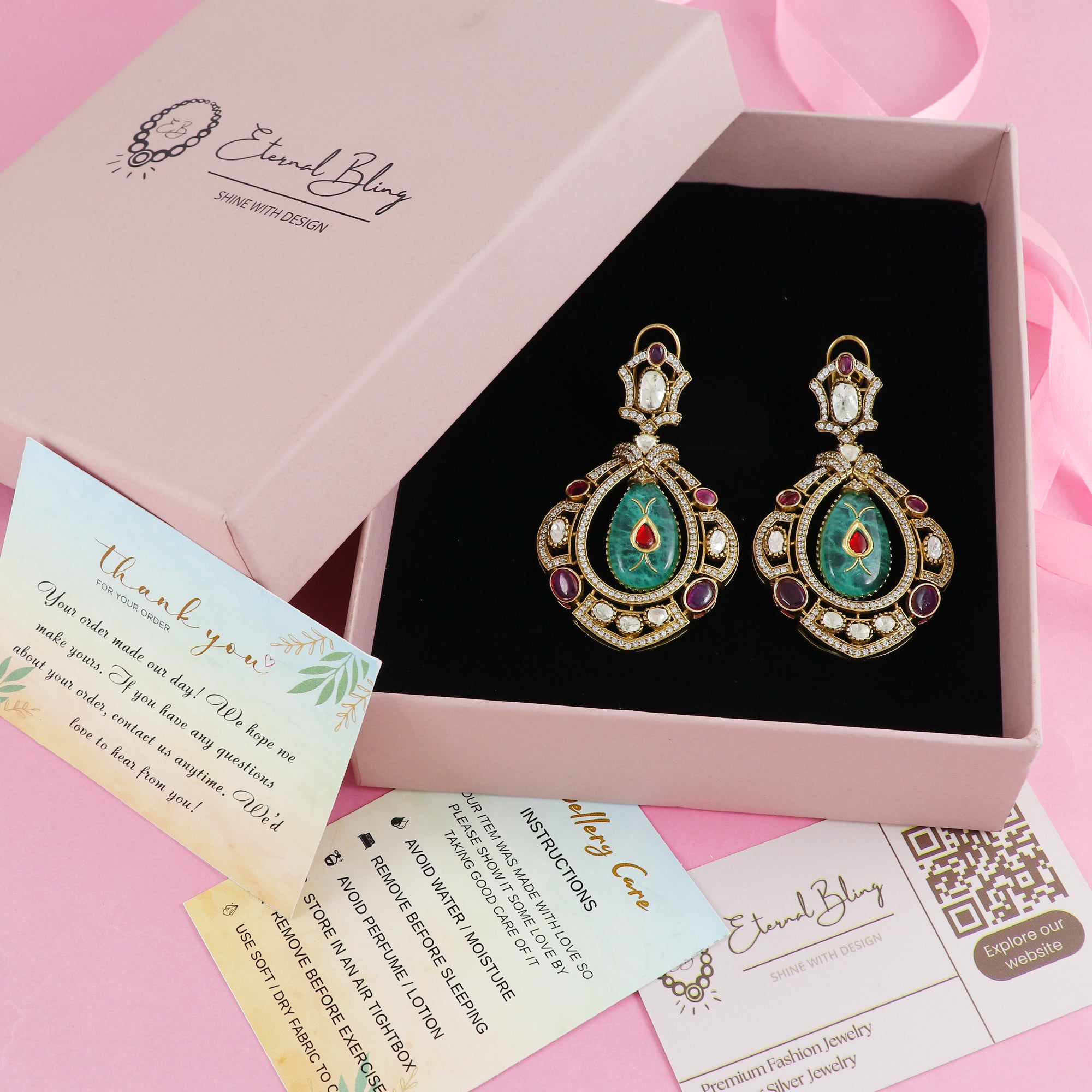 Eternal Bling Polki Moissanite Hanging earrings