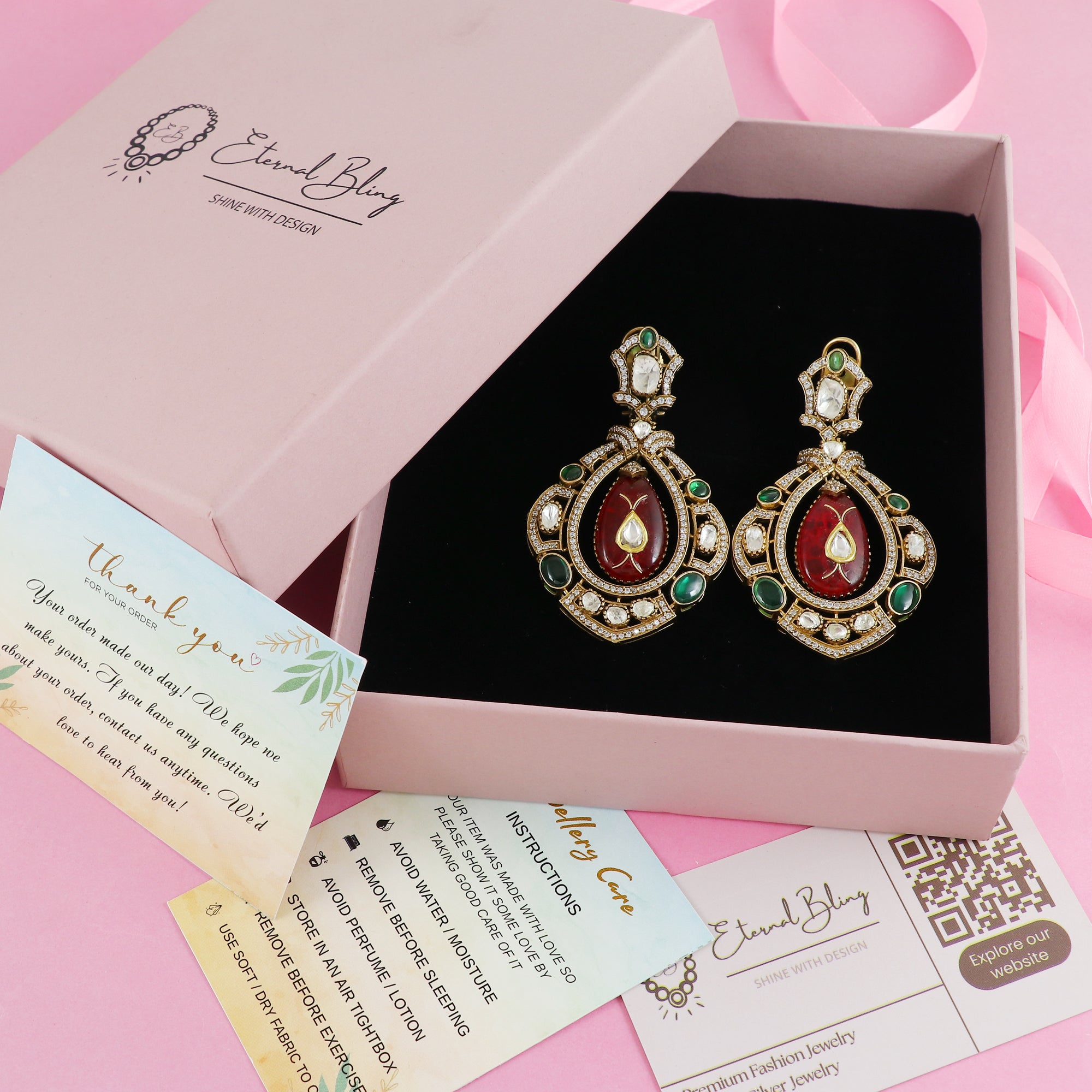 Eternal Bling Polki Moissanite Hanging earrings