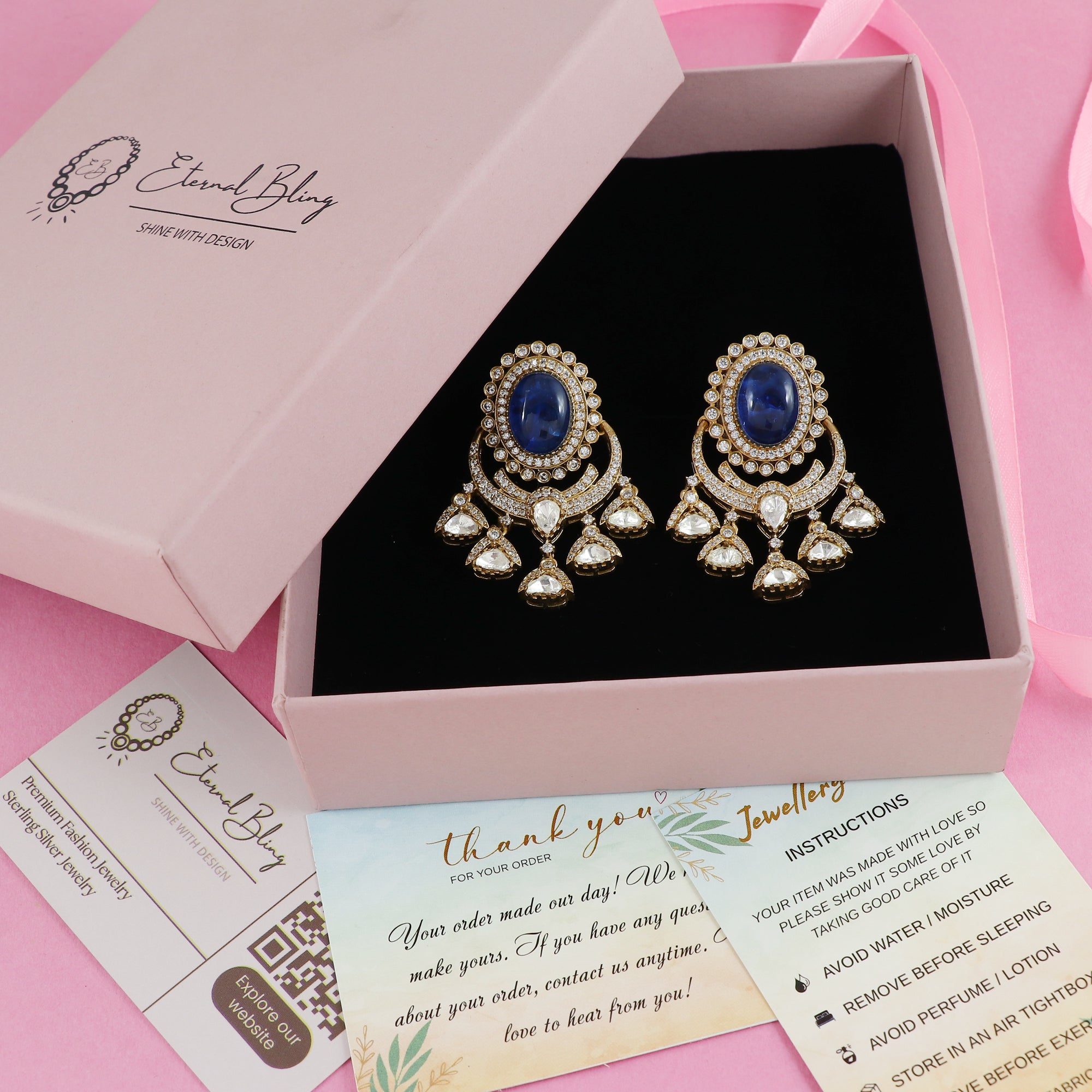 Eternal Bling Moissanite Polki Chaand Bali