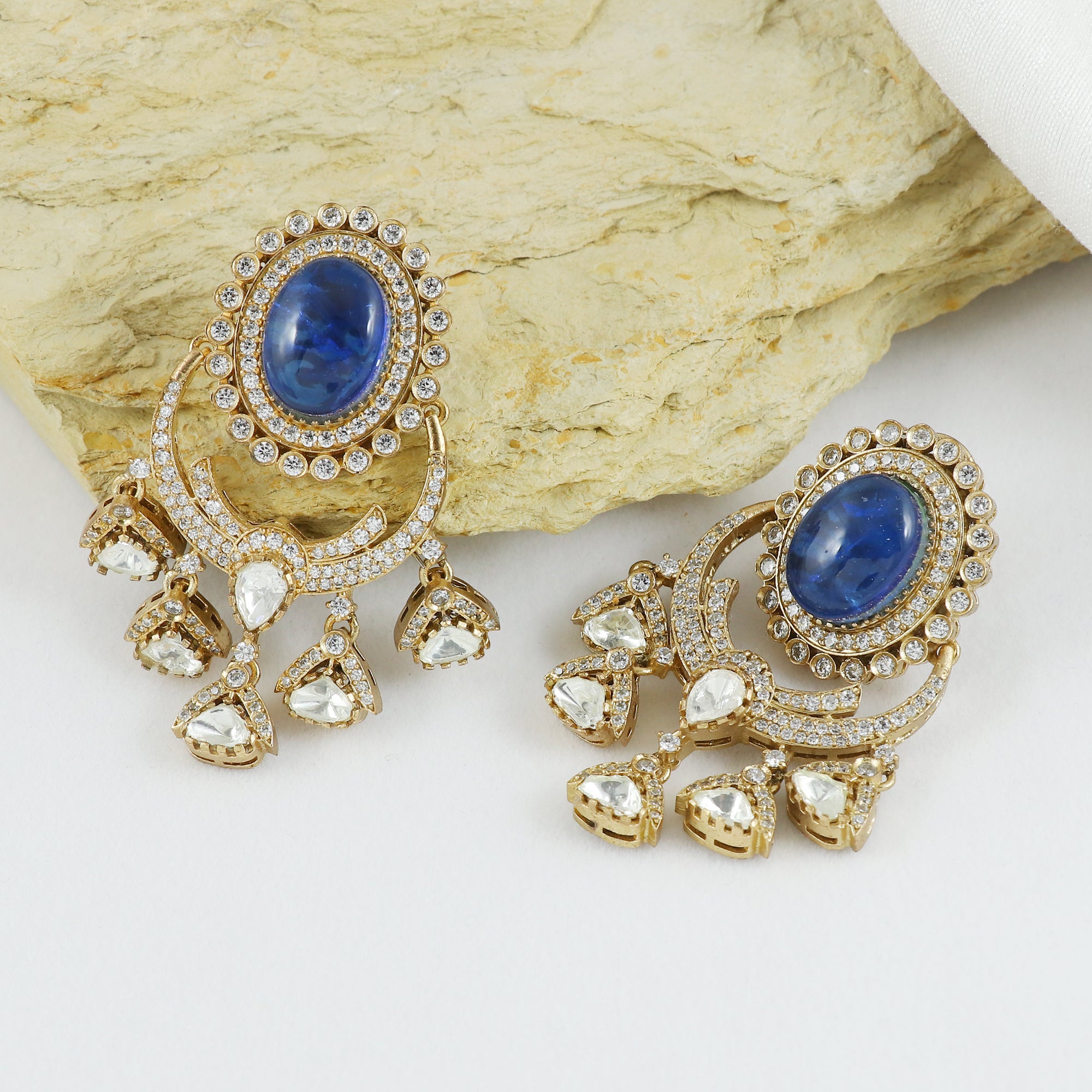 Eternal Bling Moissanite Polki Chaand Bali