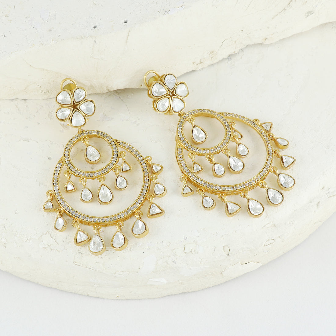 Eternal Bling Flower Polki Chaand Bali