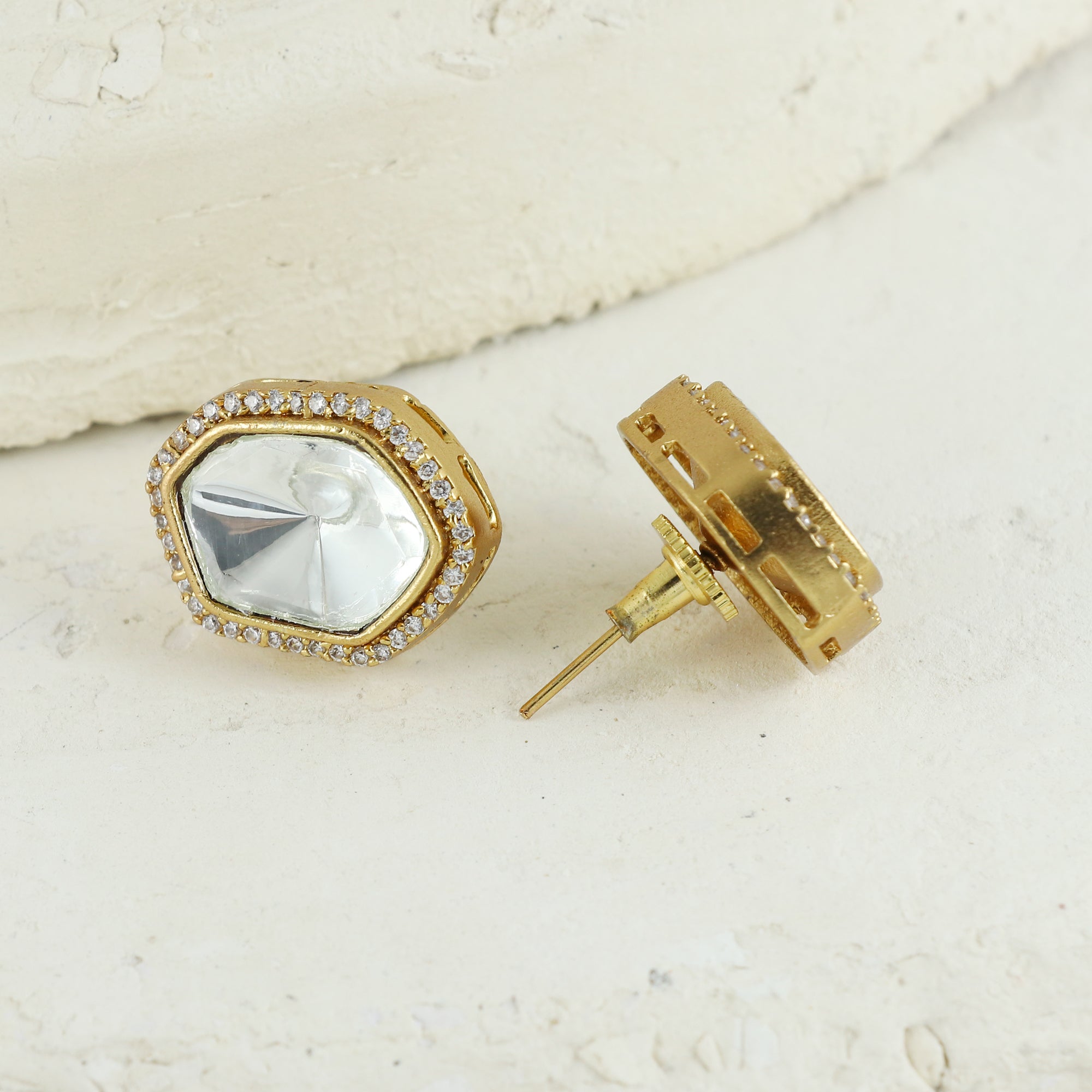 Eternal Bling Double Line Polki Big Studs