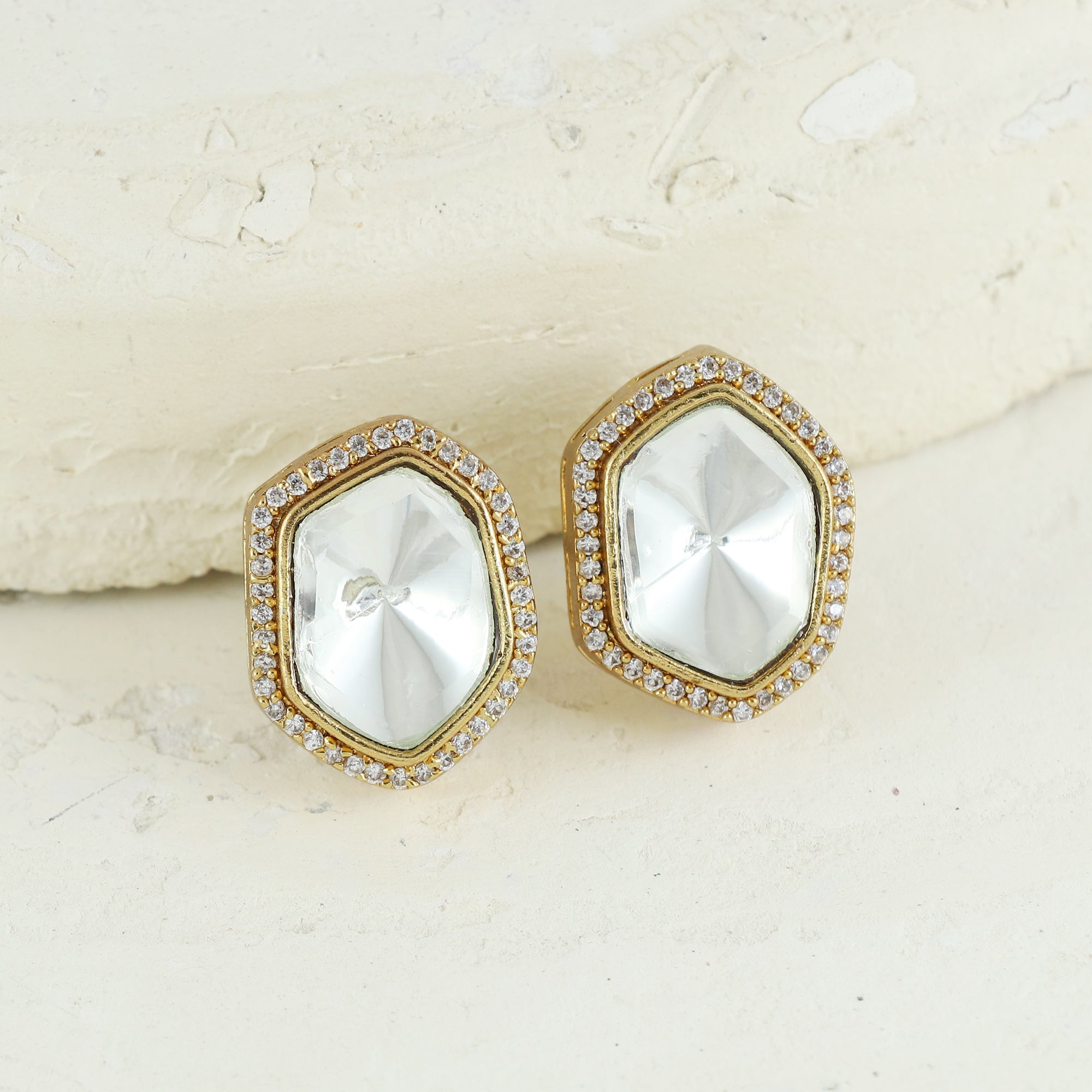 Eternal Bling Double Line Polki Big Studs