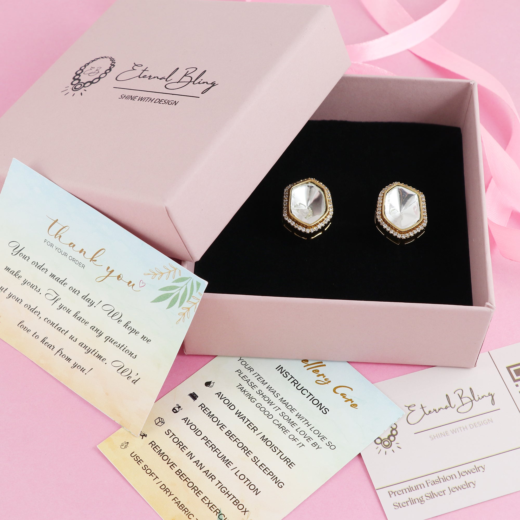 Eternal Bling Double Line Polki Big Studs