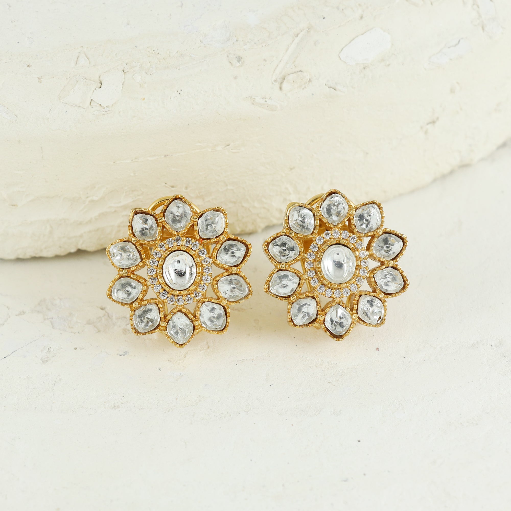 Eternal Bling Polki Flower AD  Studs