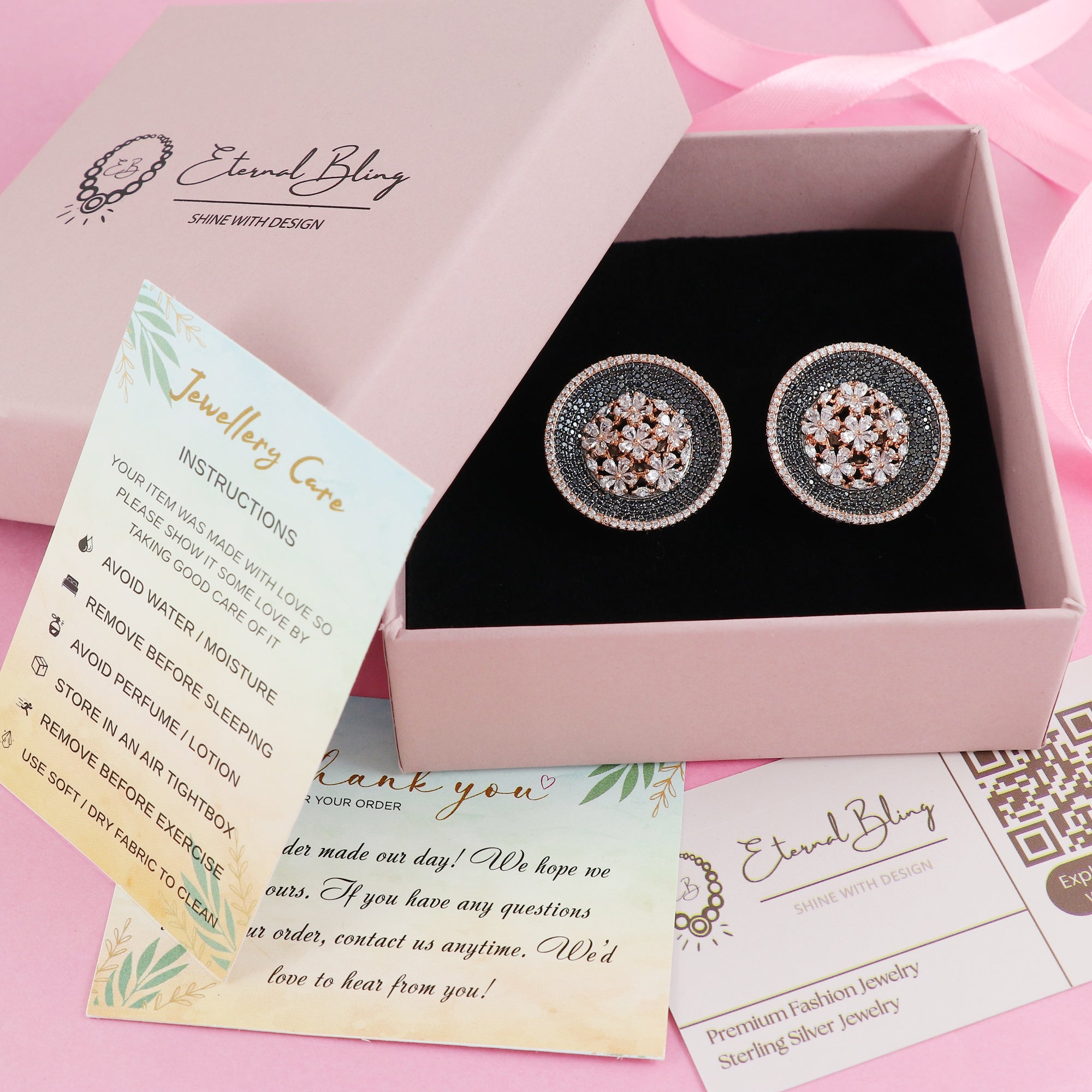 ETERNAL BLING DESIGNER ROSE GOLD FLOWER AD STUDS