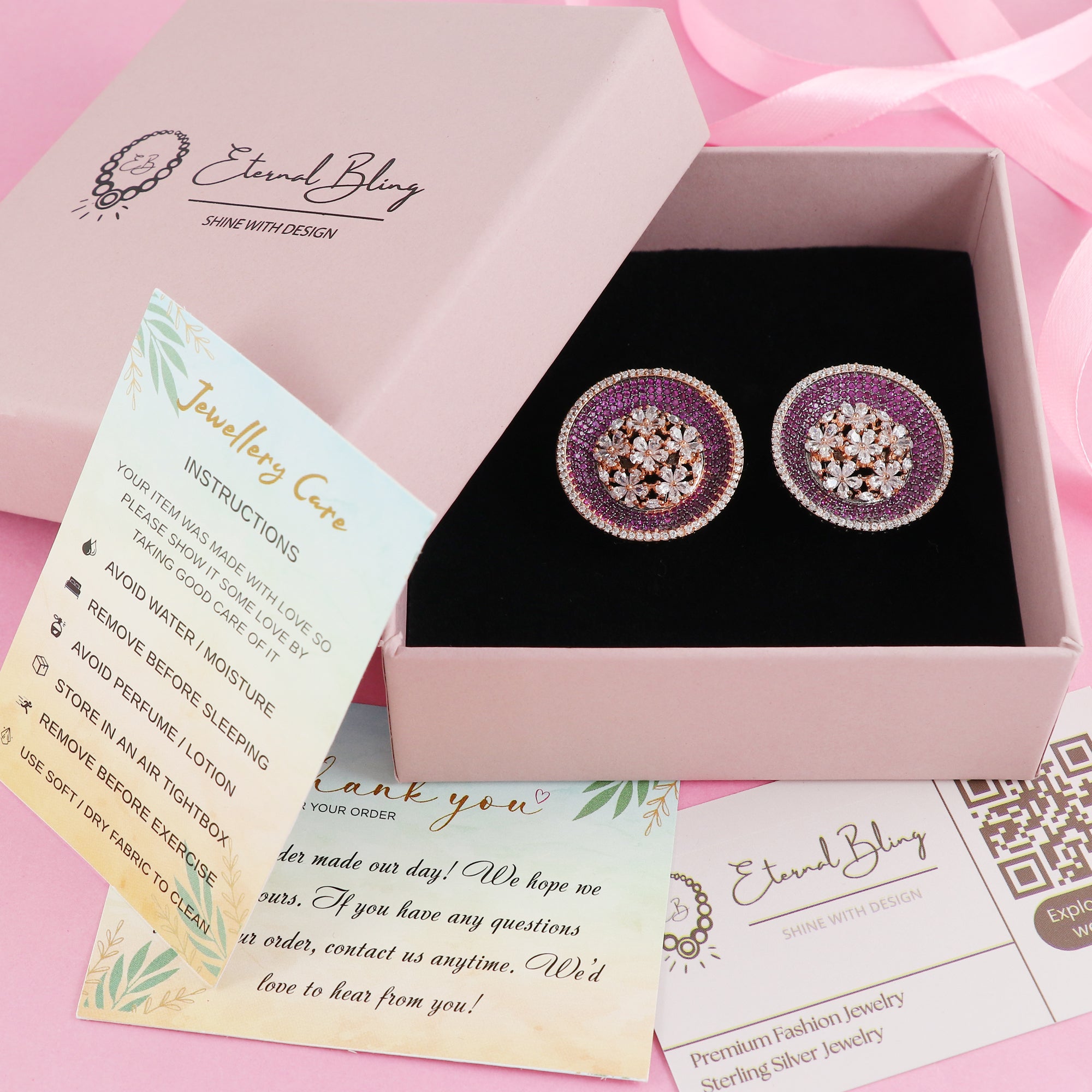 ETERNAL BLING DESIGNER ROSE GOLD FLOWER AD STUDS