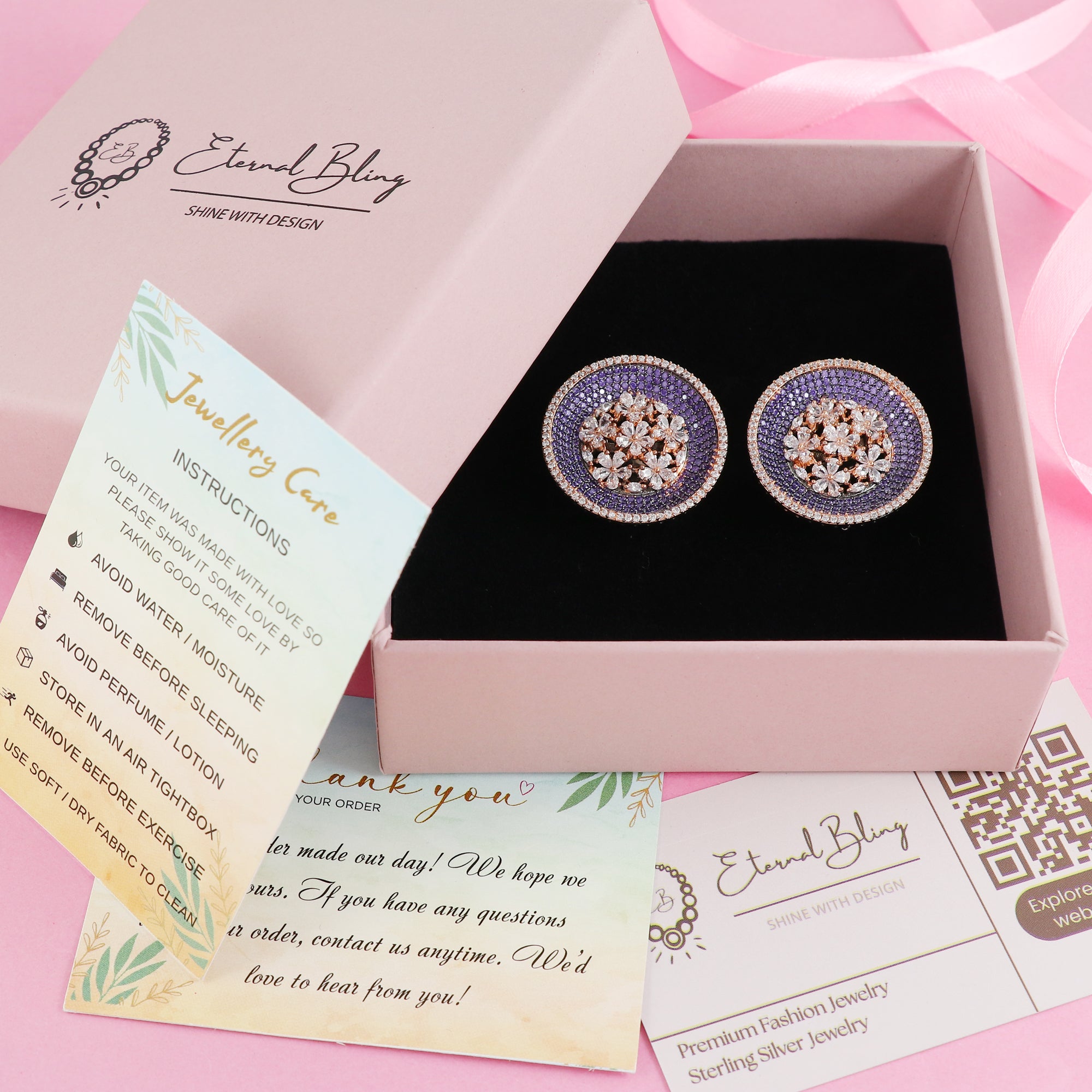 ETERNAL BLING DESIGNER ROSE GOLD FLOWER AD STUDS