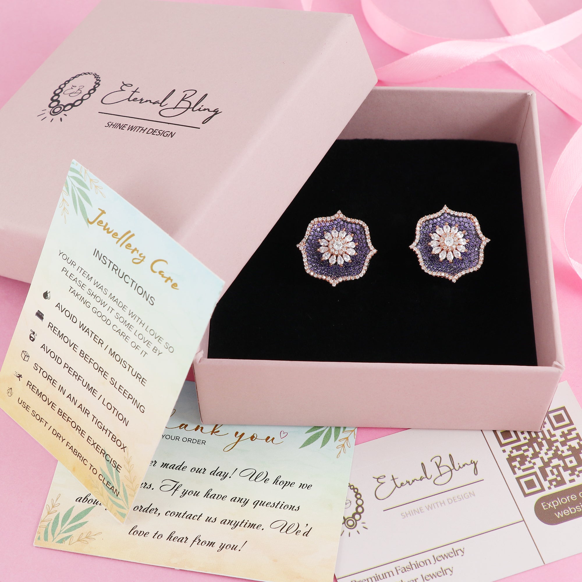 ETERNAL BLING ROSE GOLD FLOWER STUDS