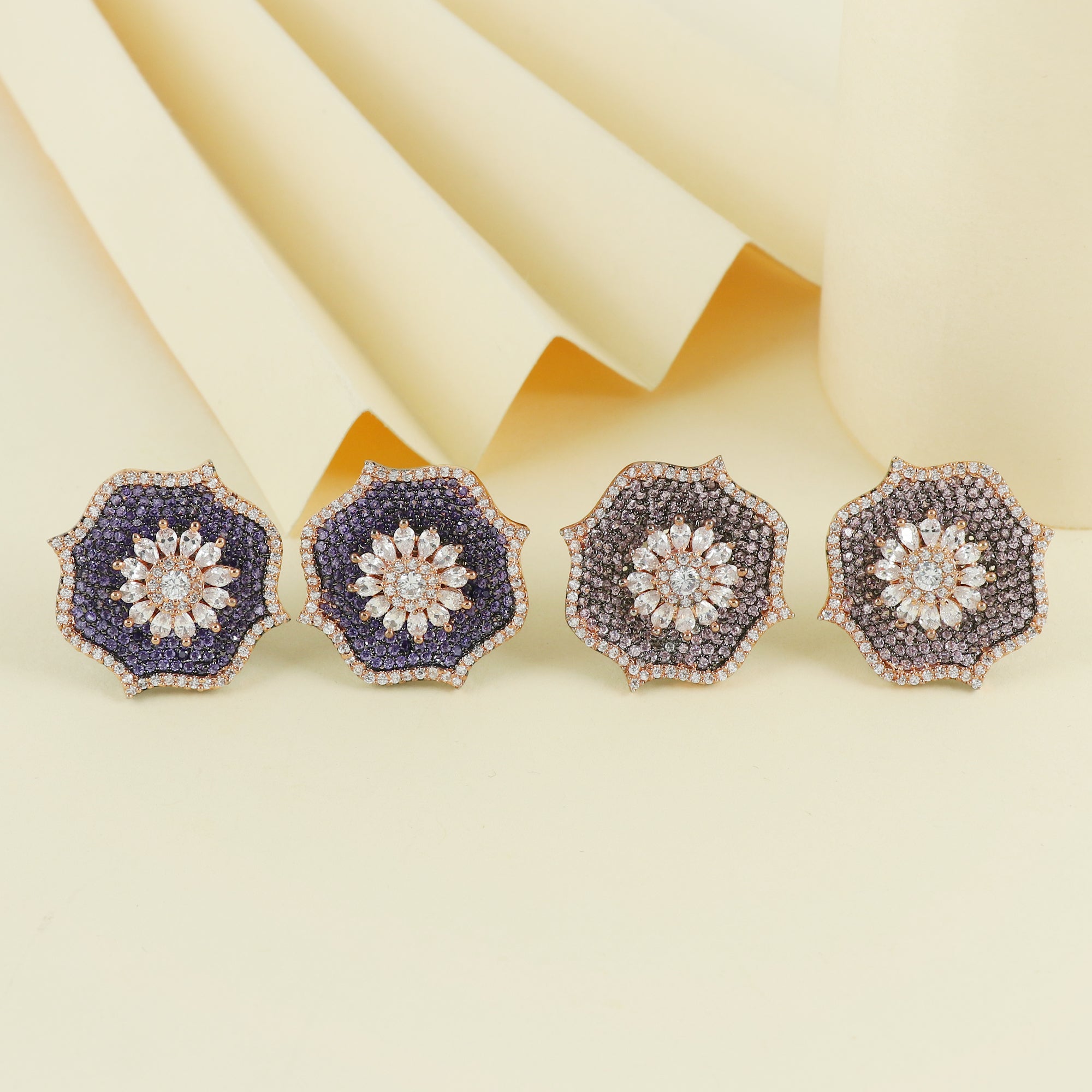 ETERNAL BLING ROSE GOLD FLOWER STUDS