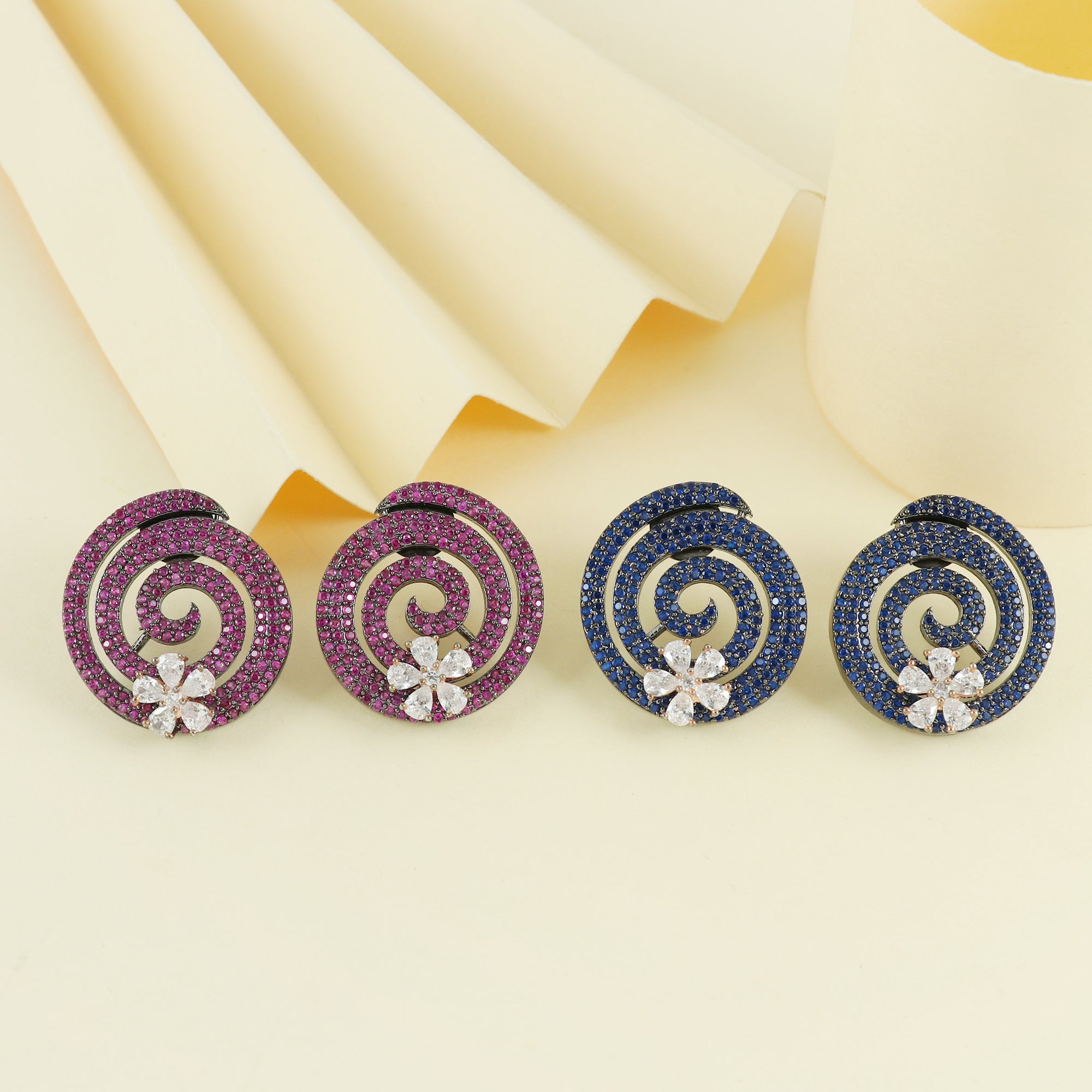 Eternal Bling Designer Circular AD Flower Studs