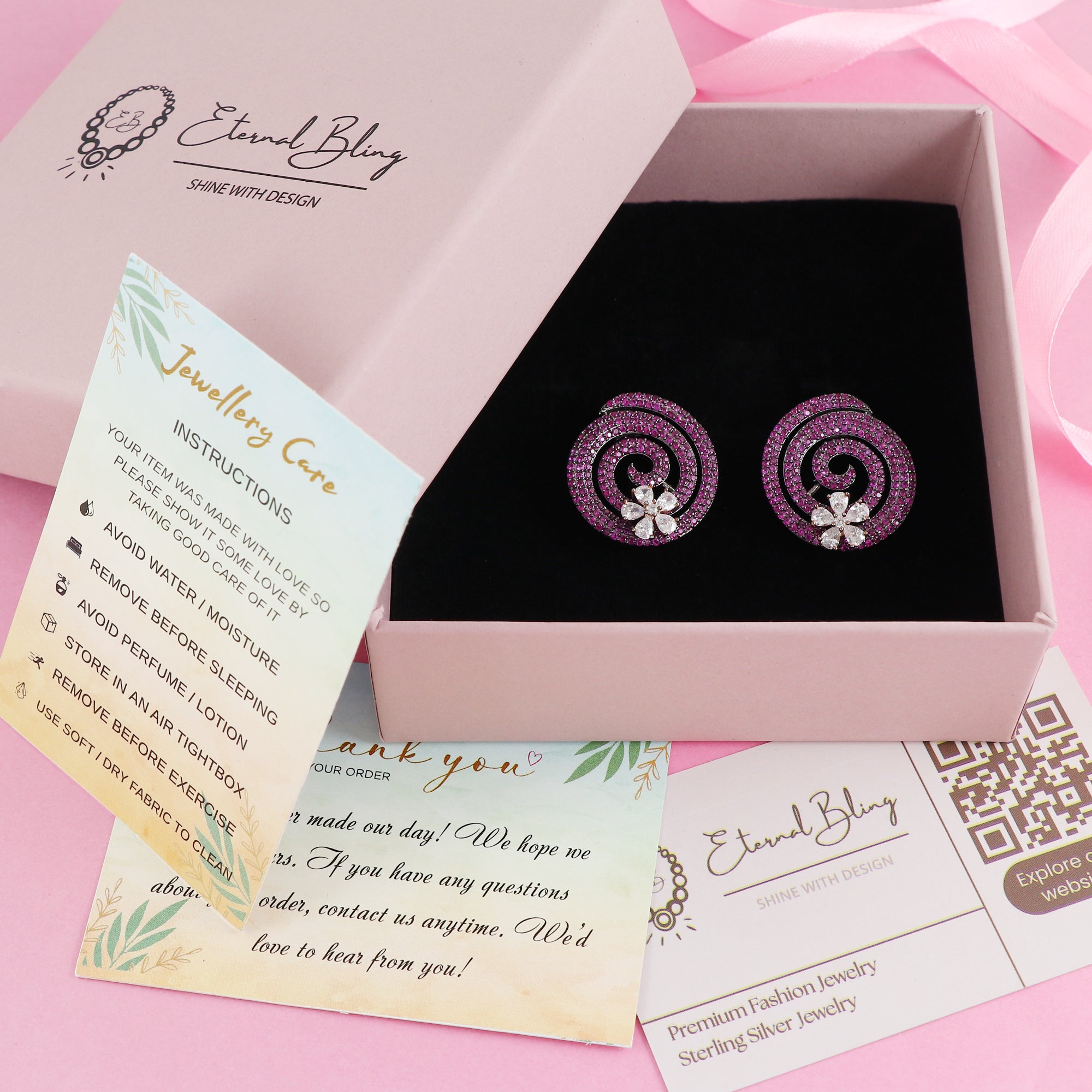 Eternal Bling Designer Circular AD Flower Studs