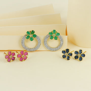 Eternal Bling AD Flower Earring with Mutliple Studs