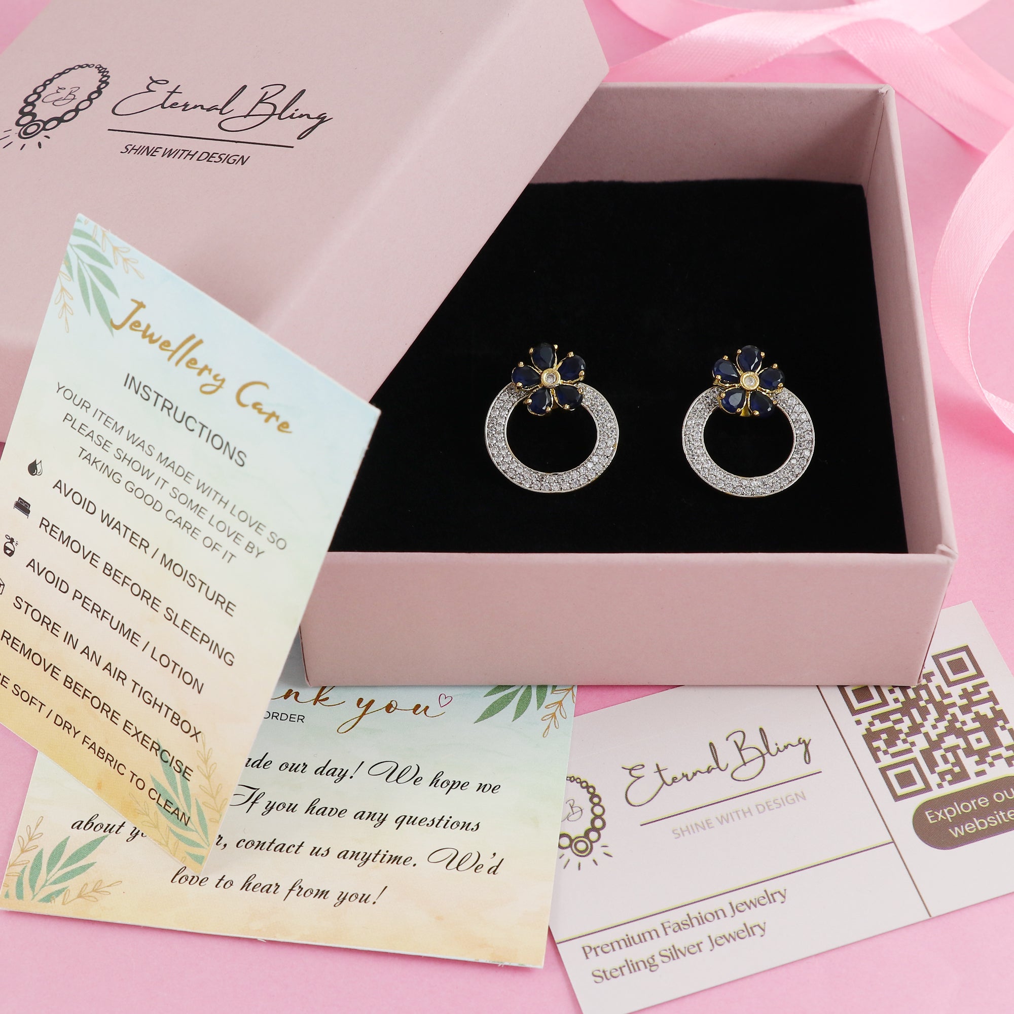 Eternal Bling AD Flower Earring with Mutliple Studs