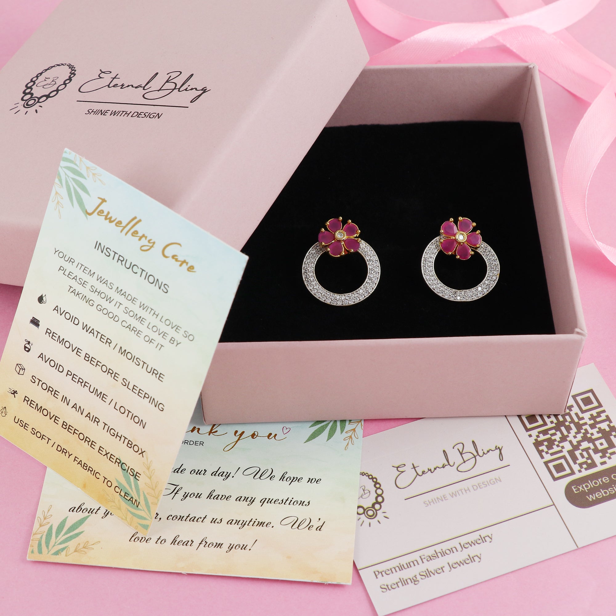 Eternal Bling AD Flower Earring with Mutliple Studs