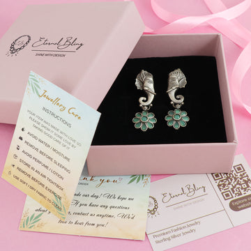 Eternal Bling Oxidised Mint Jhumki