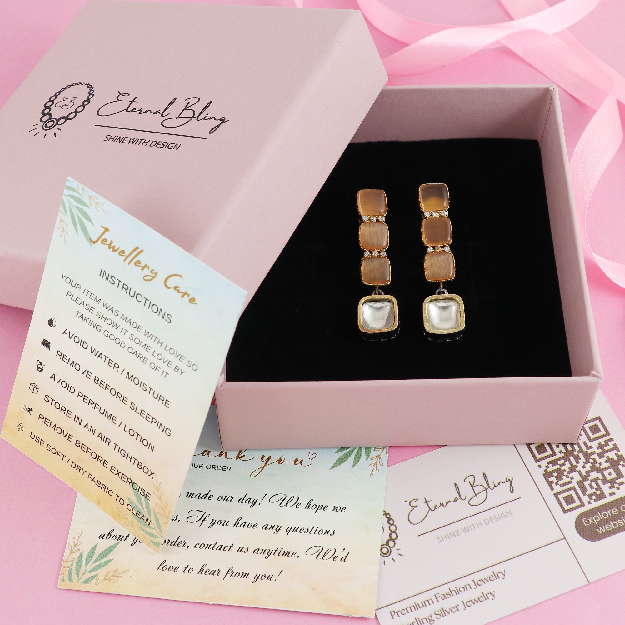 Eternal Bling Square Hanging Colorful Earrings