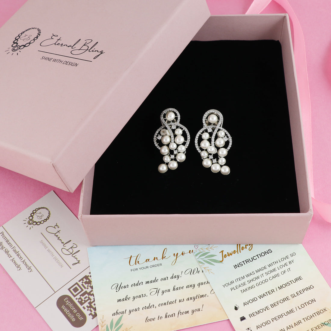 Eternal Bling AD with Pearl Designer earrings