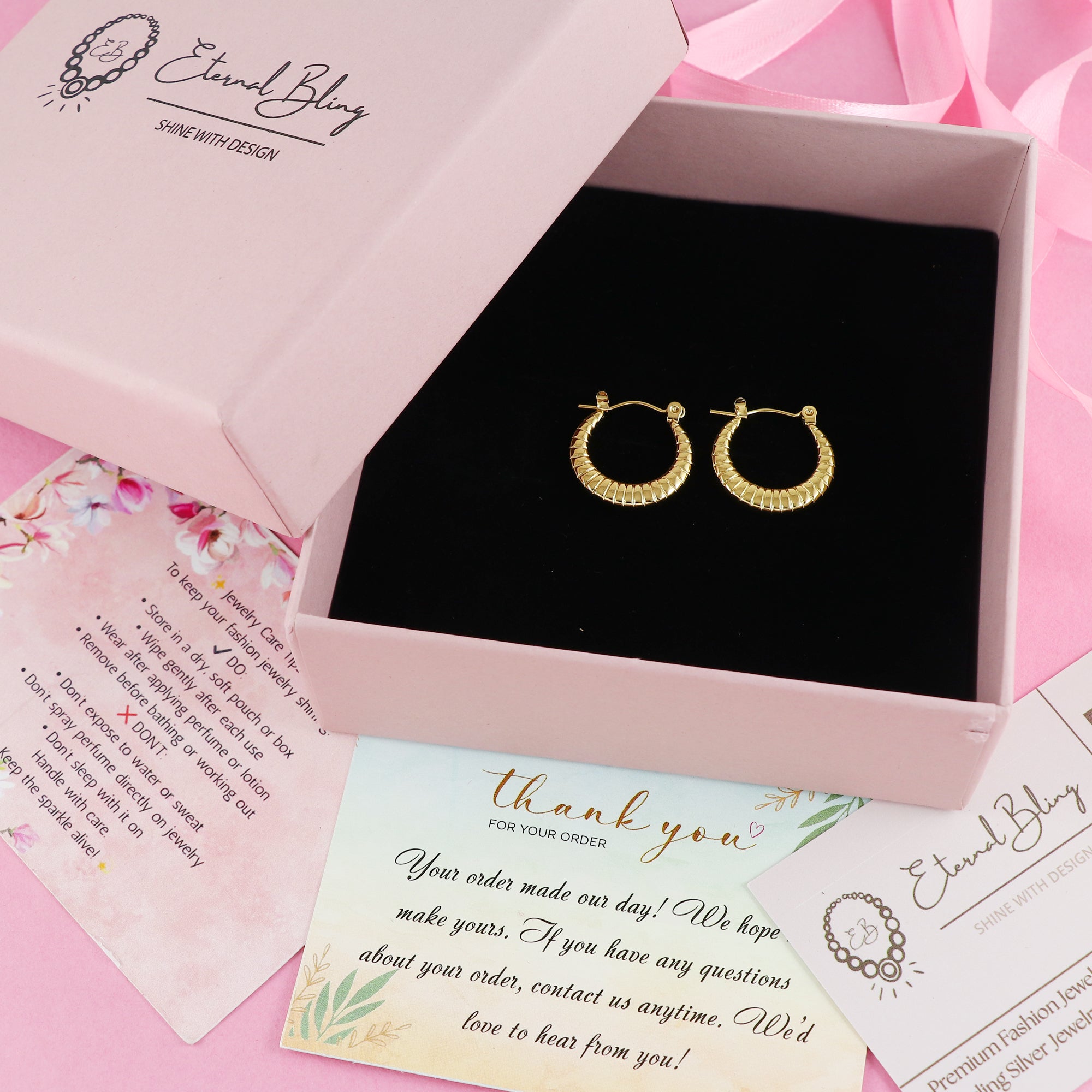 Eternal Bling Stainless Steel Hoops