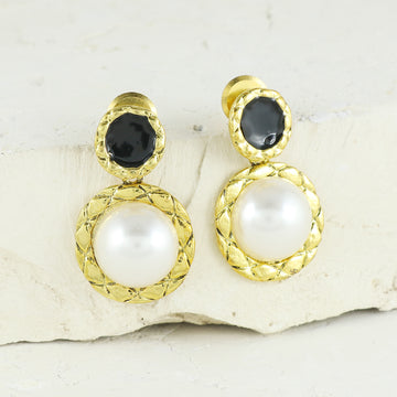 Eternal Bling Black and Pearl Drop earring
