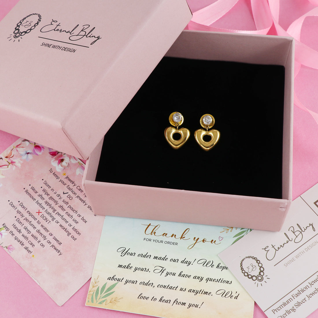 Eternal Bling Contemporary Heart Shaped Drop earring
