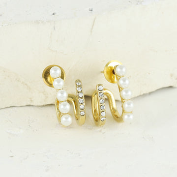Eternal Bling Contemporary Pearl Hoops