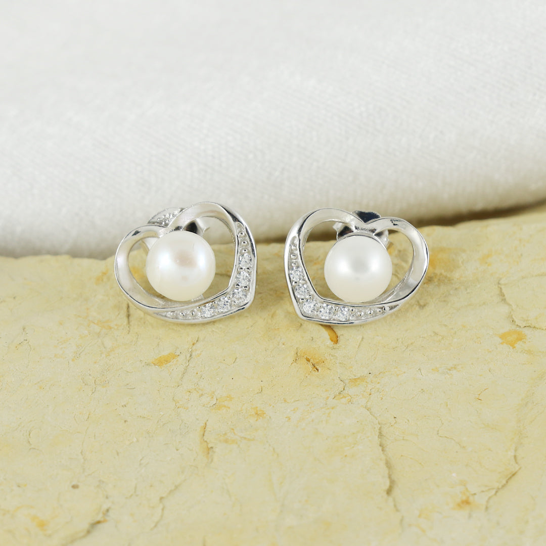 Eternal Bling Sterling Silver Heart and Arrow Heart with pearl Tops