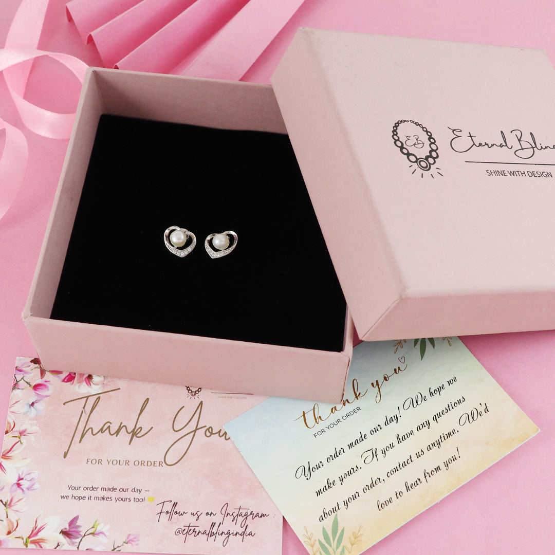 Eternal Bling Sterling Silver Heart and Arrow Heart with pearl Tops