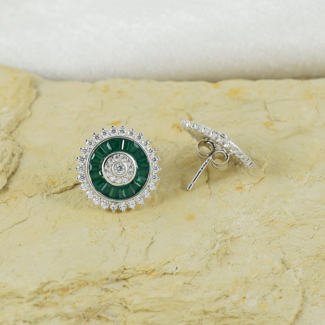 Eternal Bling Sterling Silver Invisible Green Studs