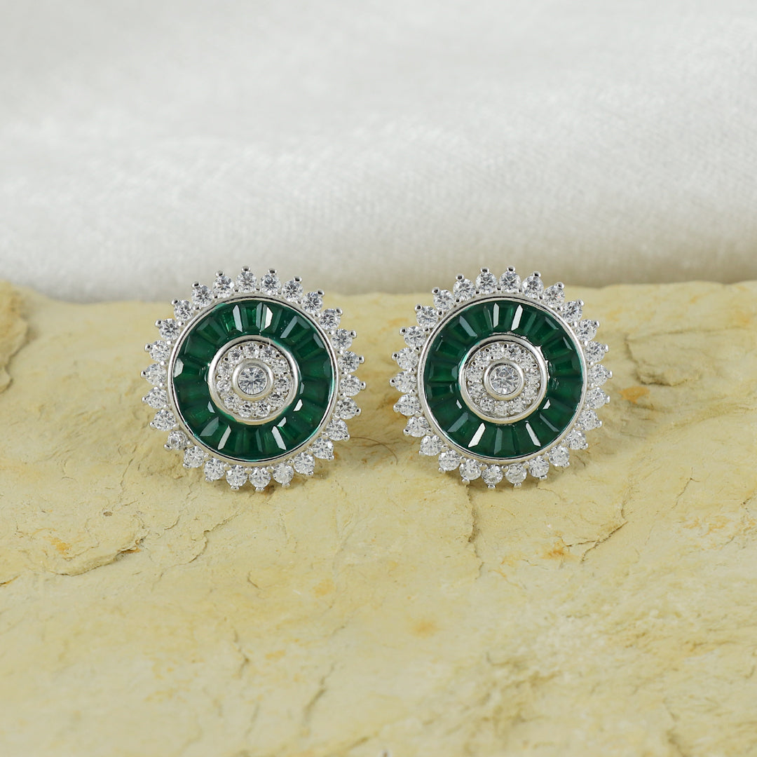 Eternal Bling Sterling Silver Invisible Green Studs