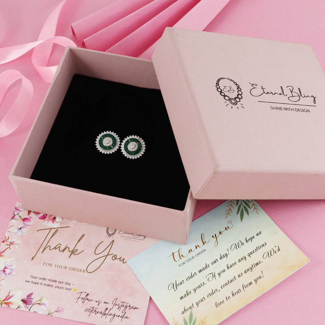 Eternal Bling Sterling Silver Invisible Green Studs