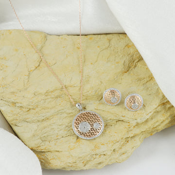 Eternal Bling Sterling Silver Matt Circular Pendant Set