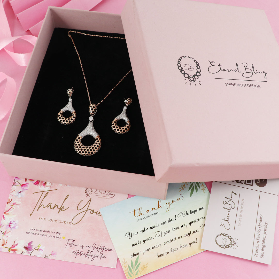 Eternal Bling Sterling Silver Matt Pendant set