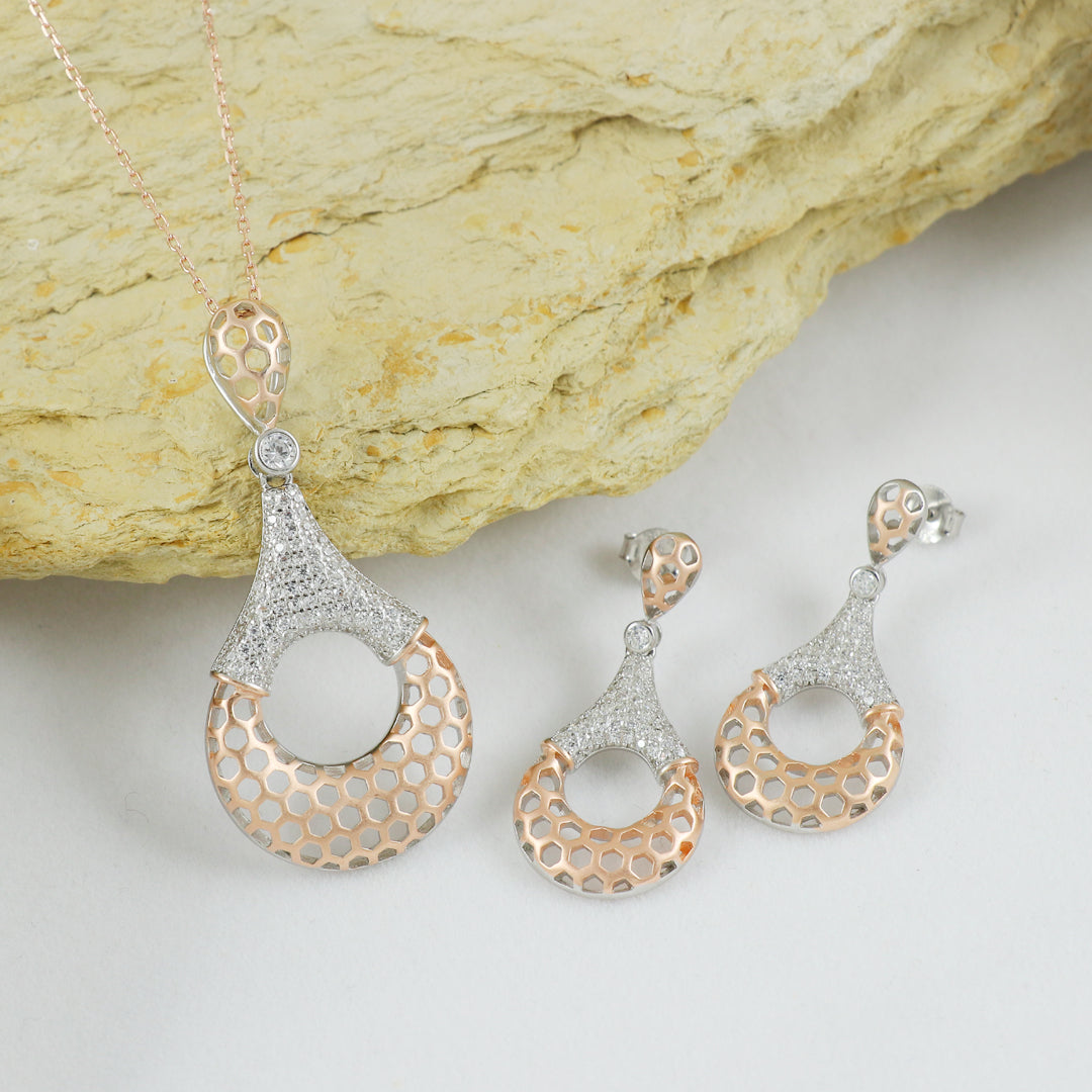 Eternal Bling Sterling Silver Matt Pendant set