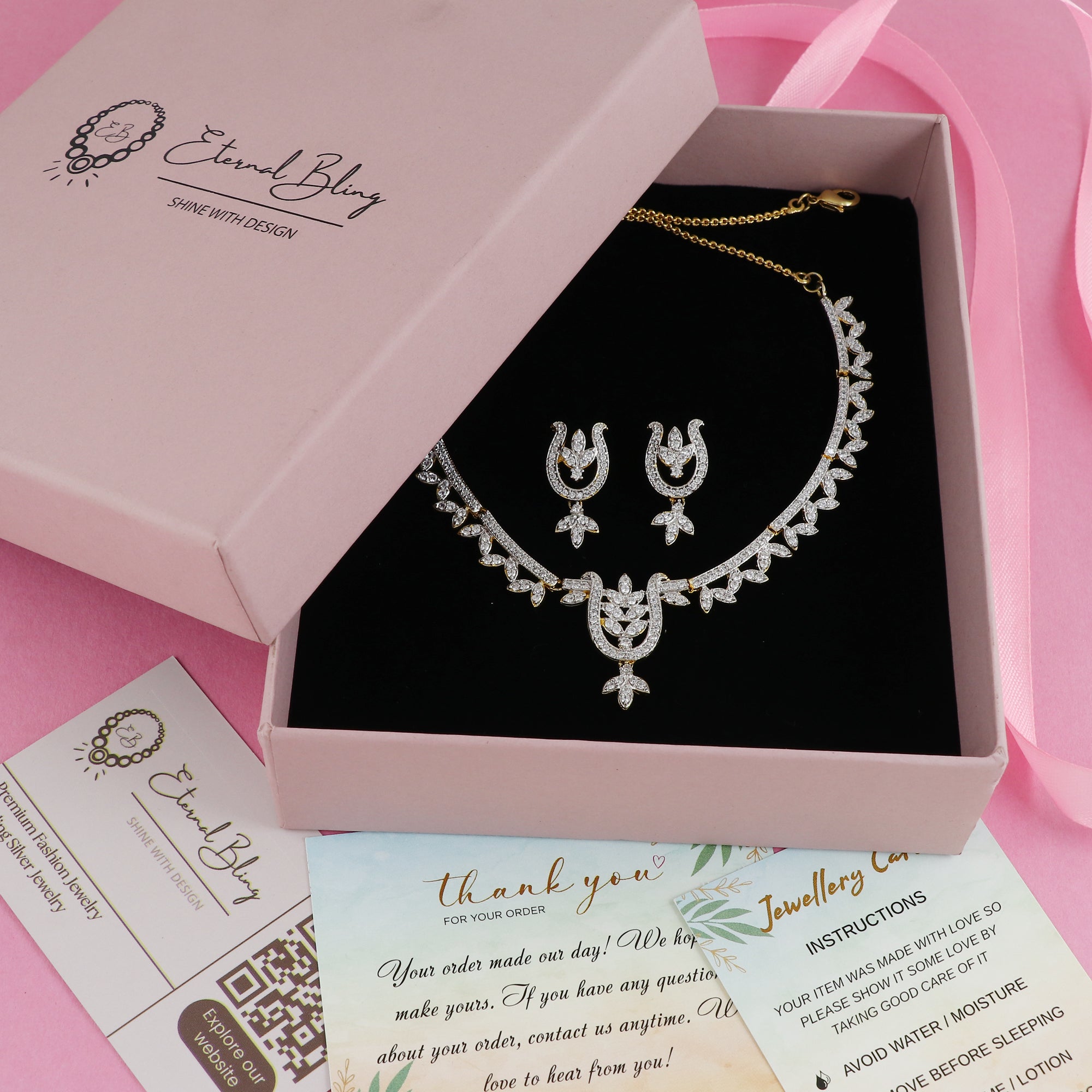 Eternal Bling Star Designer AD Necklace set