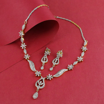 Eternal Bling Designer Flower Drop AD Necklace set