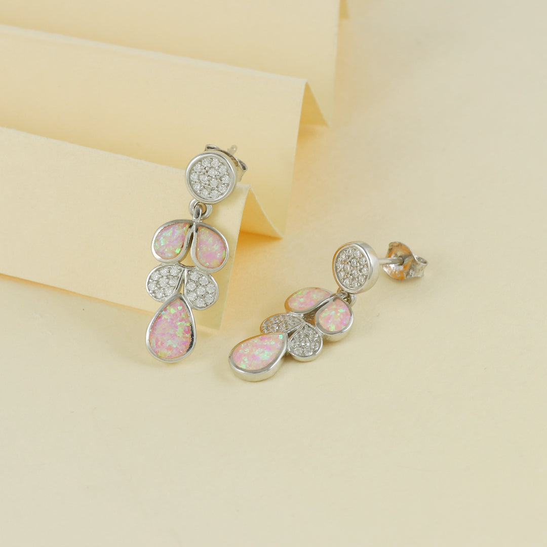 Eternal Bling Sterling Silver Opal Cherry Pink Earrings