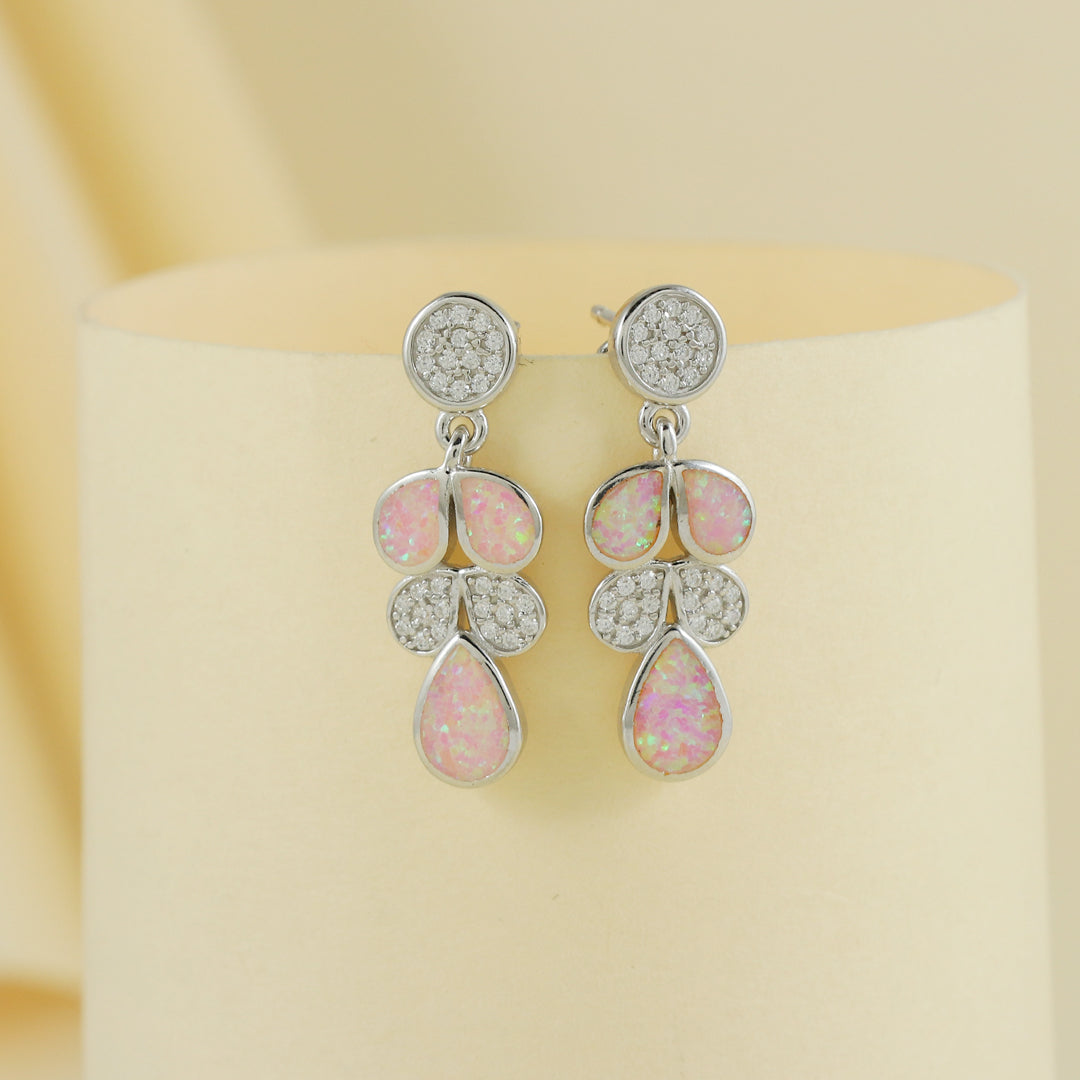 Eternal Bling Sterling Silver Opal Cherry Pink Earrings