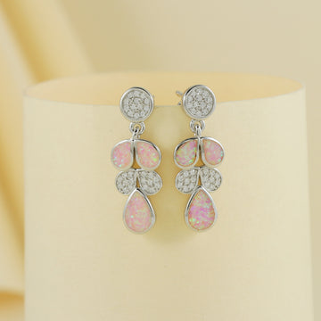 Eternal Bling Sterling Silver Opal Cherry Pink Earrings