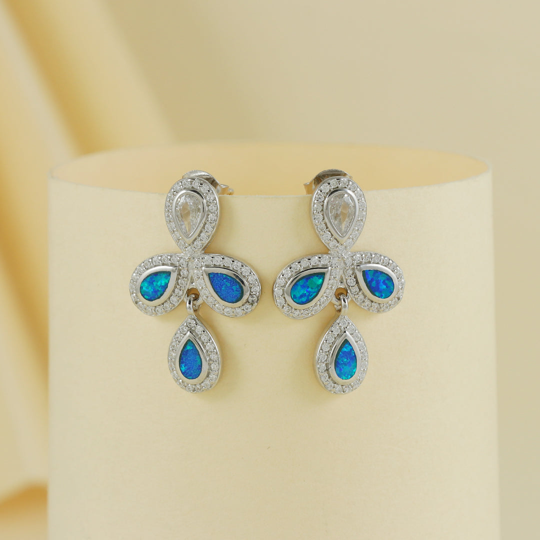 Eternal Bling Sterling Silver Blue Cherry Opal Earrings
