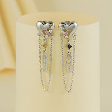 Eternal Bling Sterling Silver Heart Love Rhodium Earrings