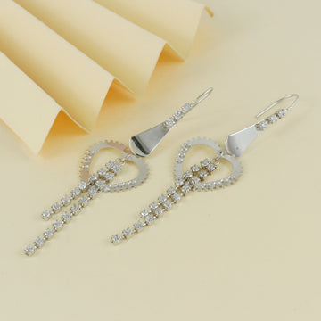 Eternal Bling Sterling Silver Hanging Heart Rhodium Earrings