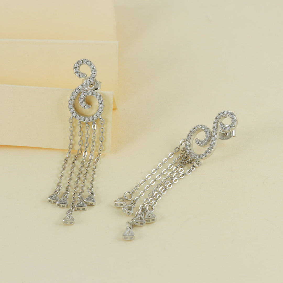Eternal Bling Sterling Silver S Shape Rhodium Earrings