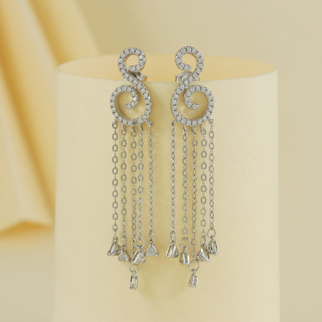 Eternal Bling Sterling Silver S Shape Rhodium Earrings