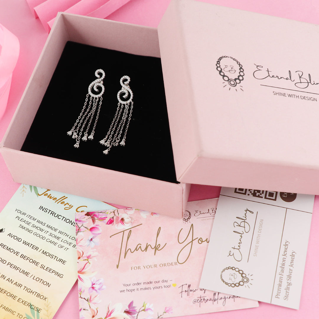 Eternal Bling Sterling Silver S Shape Rhodium Earrings