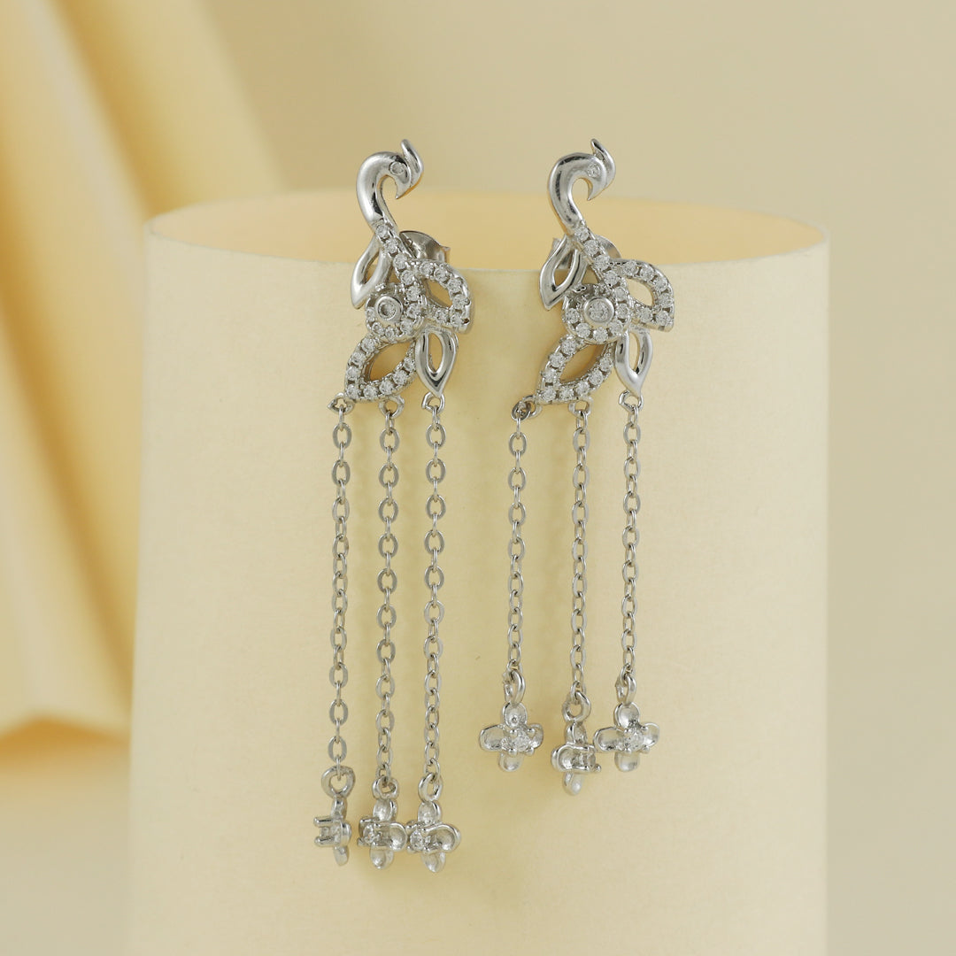 Eternal Bling Sterling Silver Peacock Rhodium Earrings